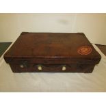 Brown leather suitcase stamped A. L. CLOVER ROYAL FIELD ARTILLERY, fitted pockets within (20cm x