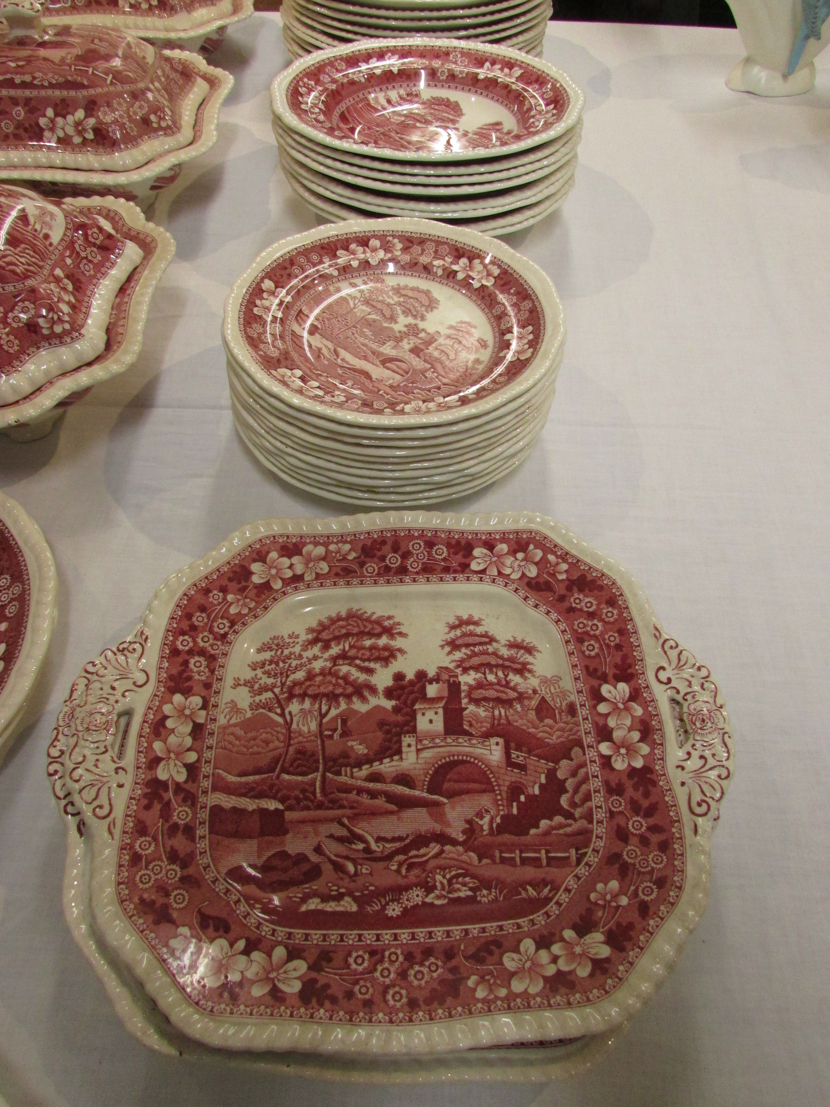 A large selection of Spode dinner and coffee ware in 'Pink Tower' pattern, the components of various - Image 2 of 3