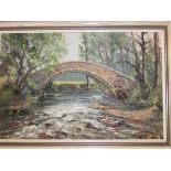 Peter L Oliver - 'Beckford Bridge', oil on board, 29cm x 44cm, signed lower left, framed, artist's