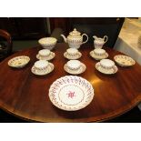 Worcester style porcelain part tea set, the pieces with painted mark Flight suggesting c1788-92,