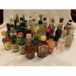 Forty-four small and miniature bottles including Dow's port and Glan Usk dry gin