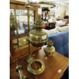 CARVED HORN BIRD, BRASS OIL LAMP ON STAND CONVERTED TO ELECTRICITY (NEEDS REWIRE), BRASS GWR