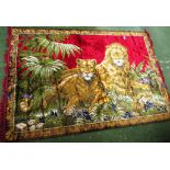 PATTERNED RUG WITH LION EMBROIDERED DESIGN