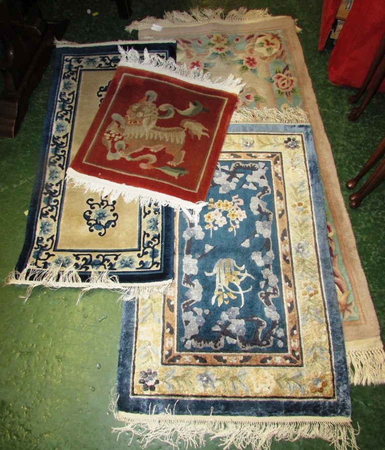 BLUE GROUND FLOOR RUG AND BROWN GROUND FLOOR RUG