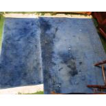 LARGE BLUE GROUND FLOOR RUG AND TWO MATCHING RUNNERS