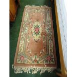 PINK GROUND PATTERNED FLOOR RUNNER WITH TASSELLED ENDS