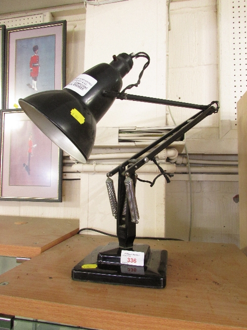 HERBERT TERRY & SONS 1227 BLACK PAINTED ANGLEPOISE DESK LAMP WITH TWO STEP BASE (RE-WIRE)