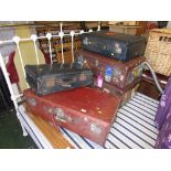 FIVE VINTAGE TRAVEL CASES INCLUDING TWO WITH EXTENSIVE FLIGHT AND CRUISE LABELS