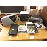 SONY DIGICUBE, PURE RADIO ALARM CLOCK, ROBERTS RADIO, SINCLAIR CALCULATOR AND TWO OTHER ITEMS