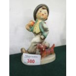 HUMMEL FIGURINE OF BOY WITH UMBRELLA AND DOG