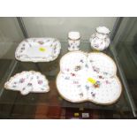 FIVE PIECES OF ROYAL CROWN DERBY 'ROYAL ANTOINETTE' CHINAWARE (ONE A/F)