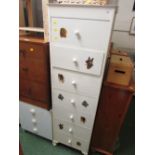 DUCAL CREAM PAINTED TALL CHEST OF SEVEN DRAWERS