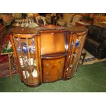 MAHOGANY VENEERED BUREAU BOOKCASE WITH GLAZED DOORS TO EITHER SIDE (key in office)