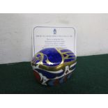 ROYAL CROWN DERBY MILLENNIUM BUG PAPERWEIGHT WITH GOLD COLOURED STOPPER AND CERTIFICATE