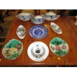 THREE BOVEY CHINA LIDDED TUREENS, ROYAL DOULTON 1911 CORONATION PLATE, QUEEN VICTORIA JUBILEE PLATE,