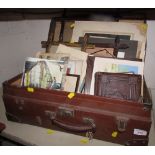 SUITCASE OF ASSORTED PHOTOGRAPHS, PICTURES, PRINTS AND EPHEMERA INCLUDING VICTORIAN PHOTOGRAPH ALBUM