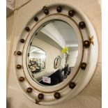 CIRCULAR CONVEX WALL MIRROR IN DECORATIVE FRAME