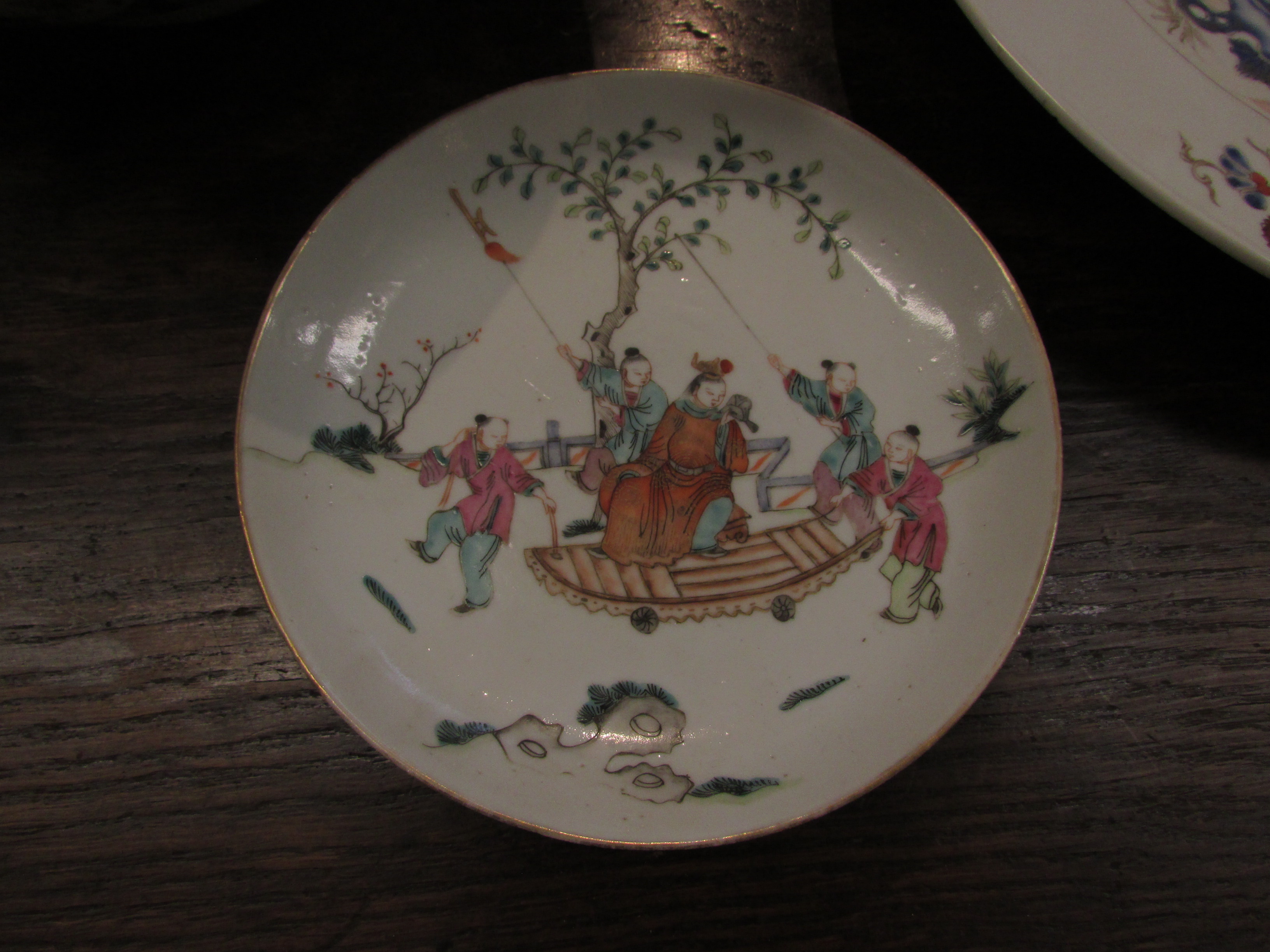 Three items of Chinese porcelain - a circular dish enamelled in blue and red with birds in flowering - Image 2 of 11