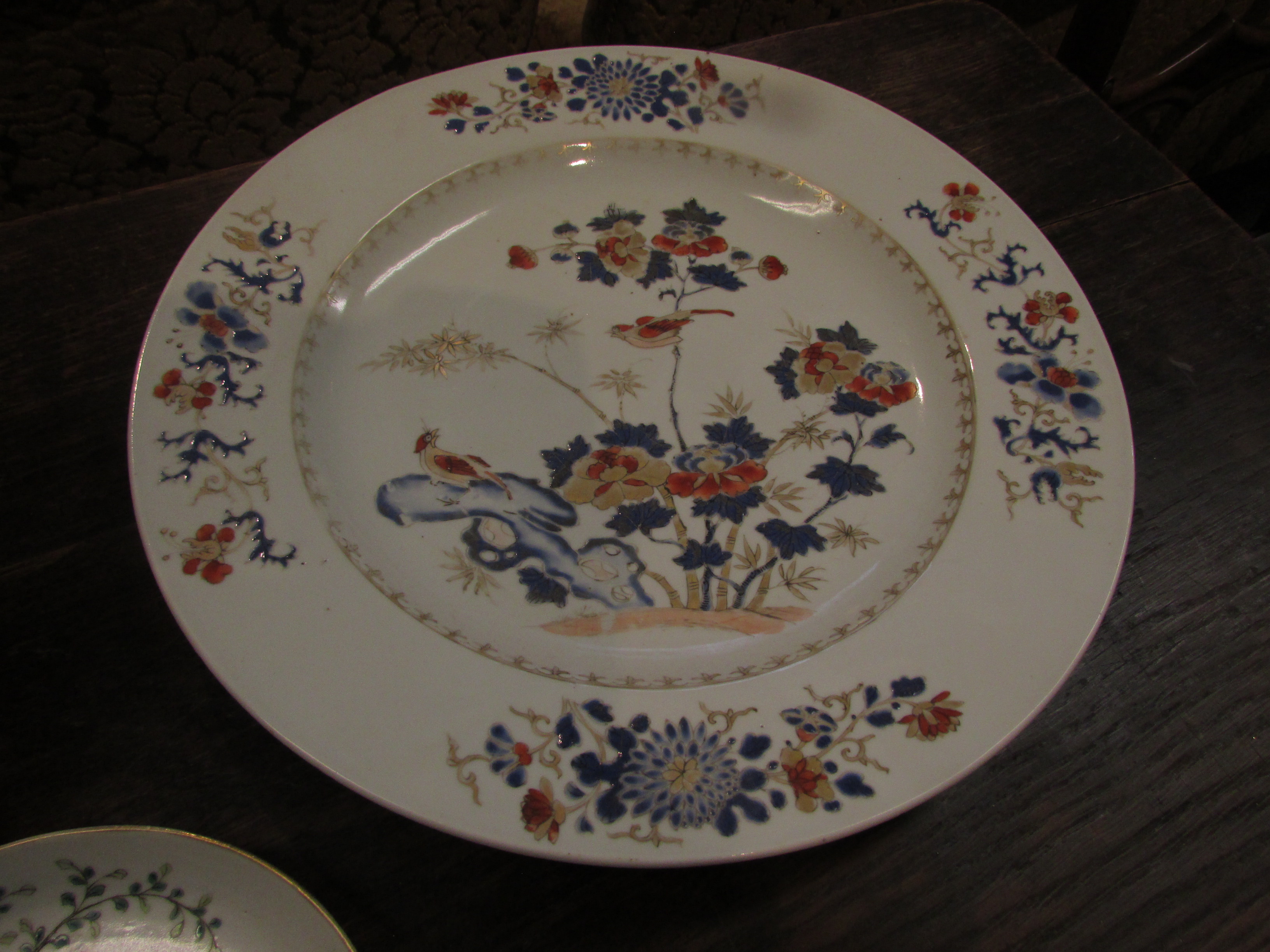 Three items of Chinese porcelain - a circular dish enamelled in blue and red with birds in flowering - Image 3 of 11