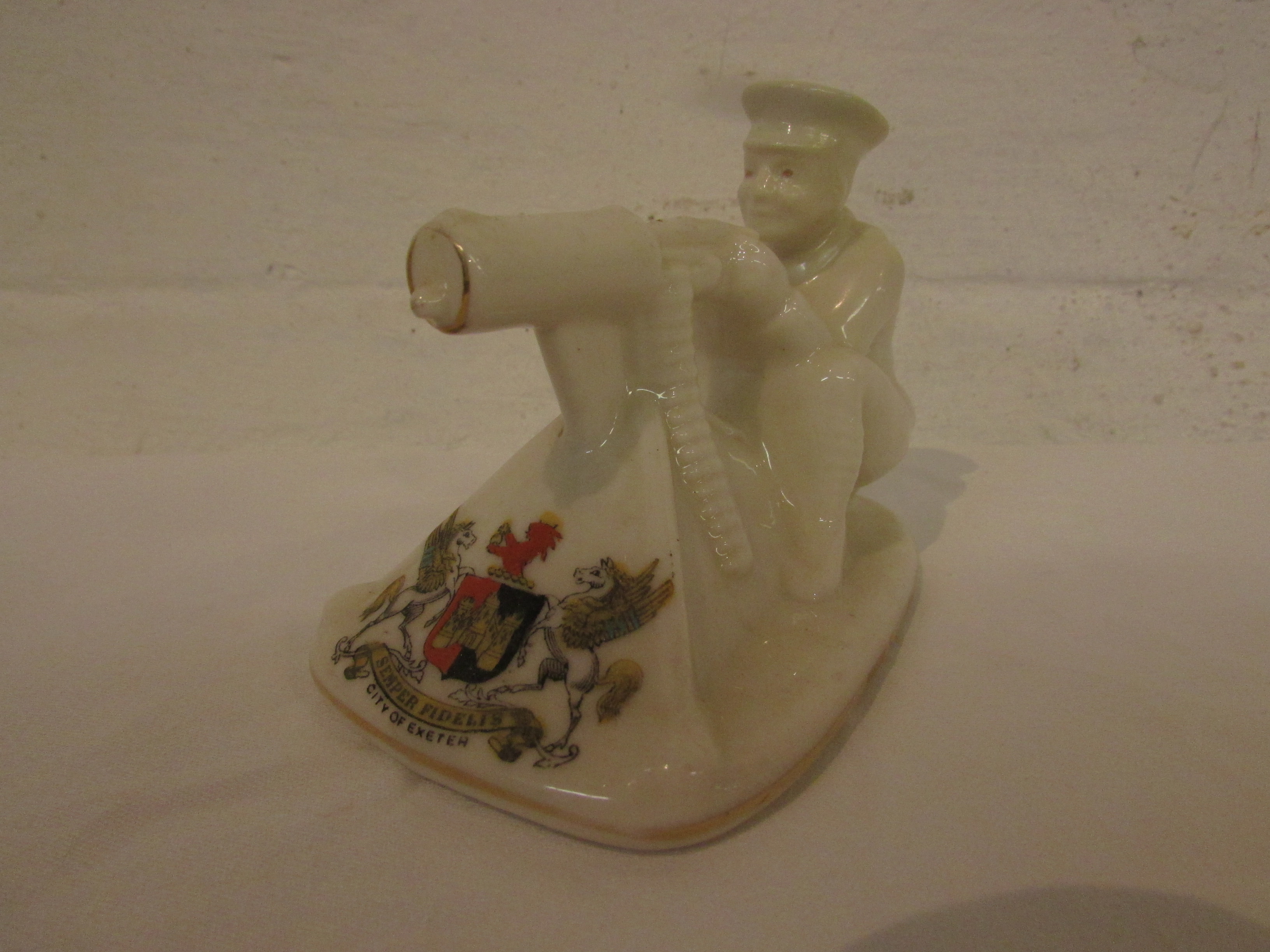 Eight WWI crested china figures - Coronet China seated bear marked 1914 European War, Arcadian Tommy - Image 5 of 9