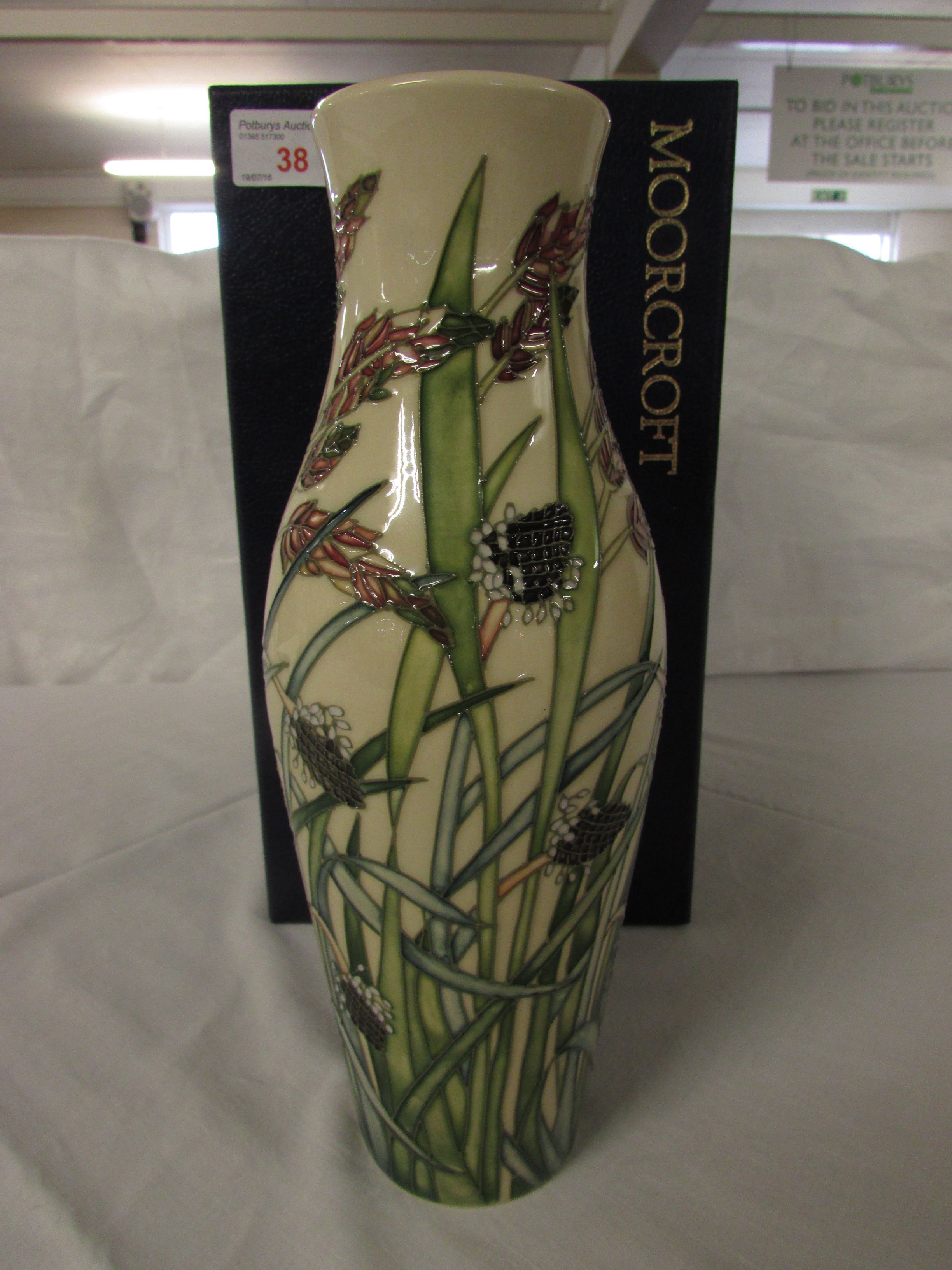 Moorcroft vase 120/9 'Savannah' pattern designed by Emma Bossons 2001, height 25cm, with box - Image 3 of 7