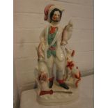 Large Staffordshire pottery flatback figure of gamekeeper, height 39.5cm