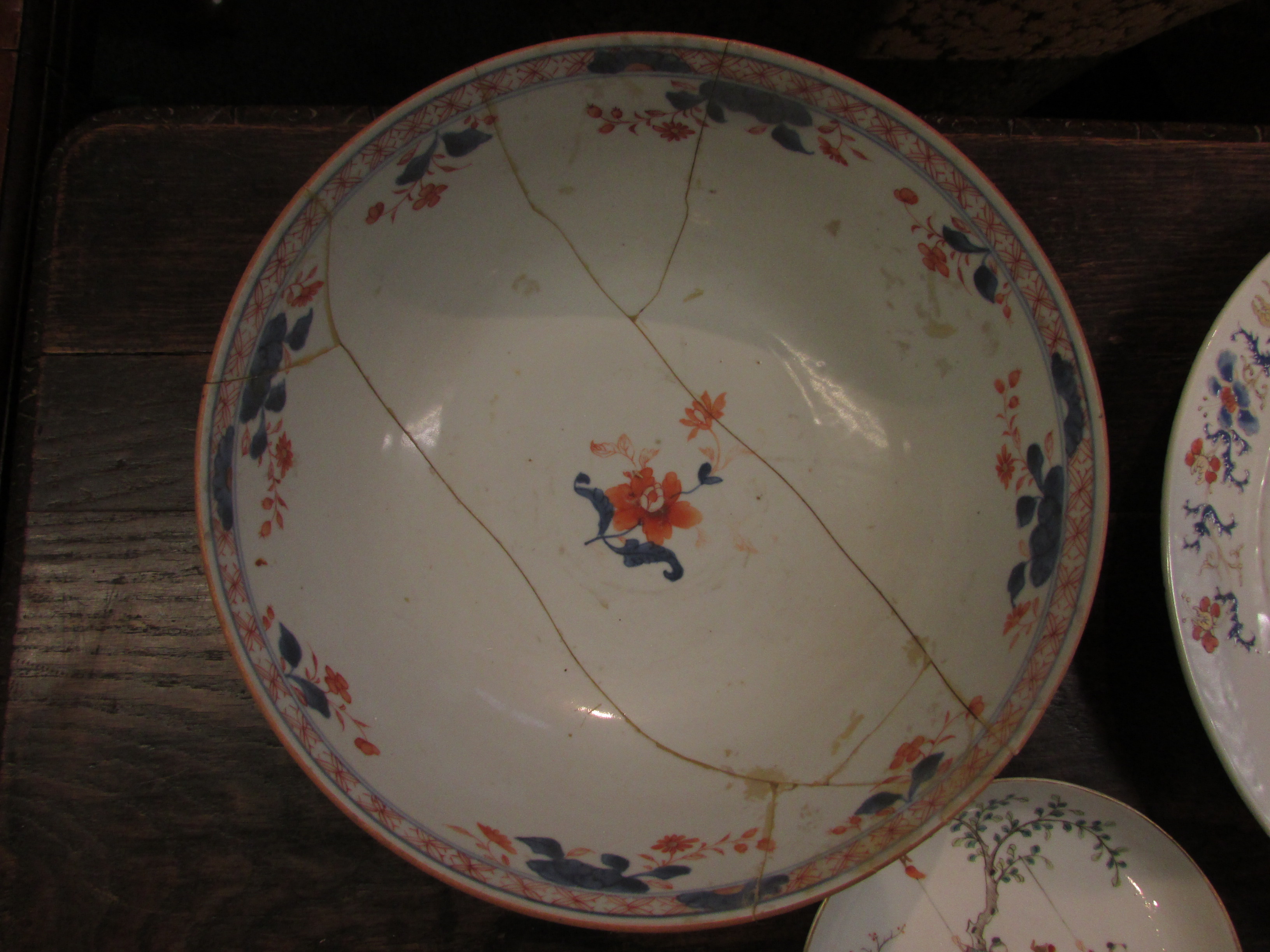 Three items of Chinese porcelain - a circular dish enamelled in blue and red with birds in flowering - Image 5 of 11