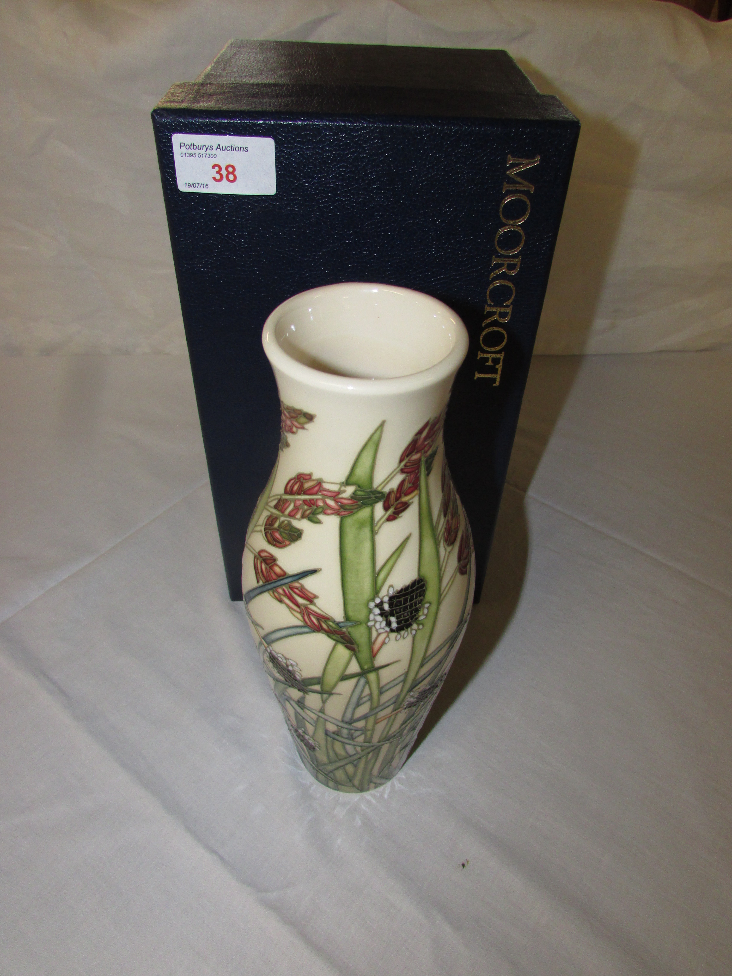 Moorcroft vase 120/9 'Savannah' pattern designed by Emma Bossons 2001, height 25cm, with box