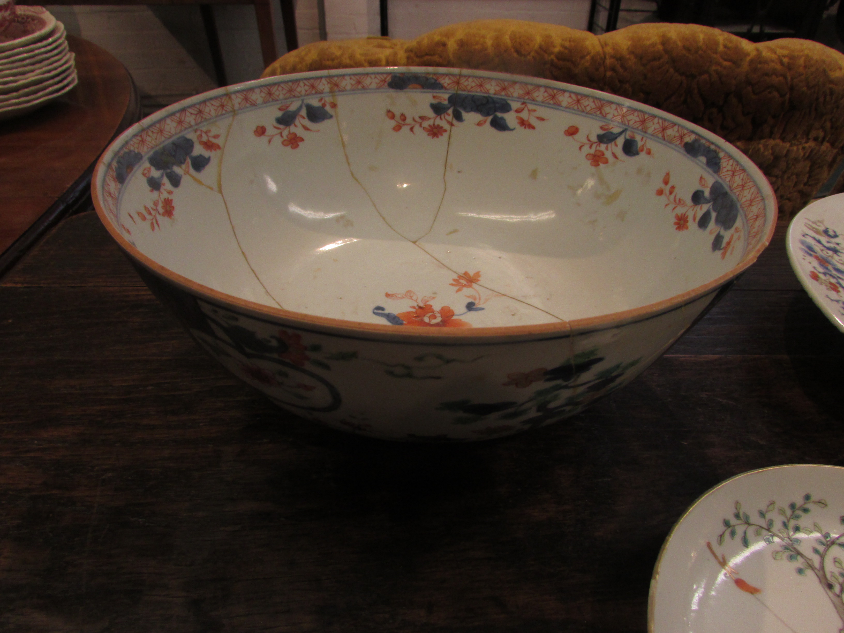 Three items of Chinese porcelain - a circular dish enamelled in blue and red with birds in flowering - Image 4 of 11