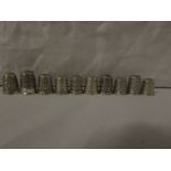 TEN SILVER THIMBLES - each with British assay marks for Birmingham, Chester, London and Sheffield,