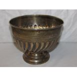 Silver bowl on foot with half fluted body and presentation inscription from Gloucester Ferro-