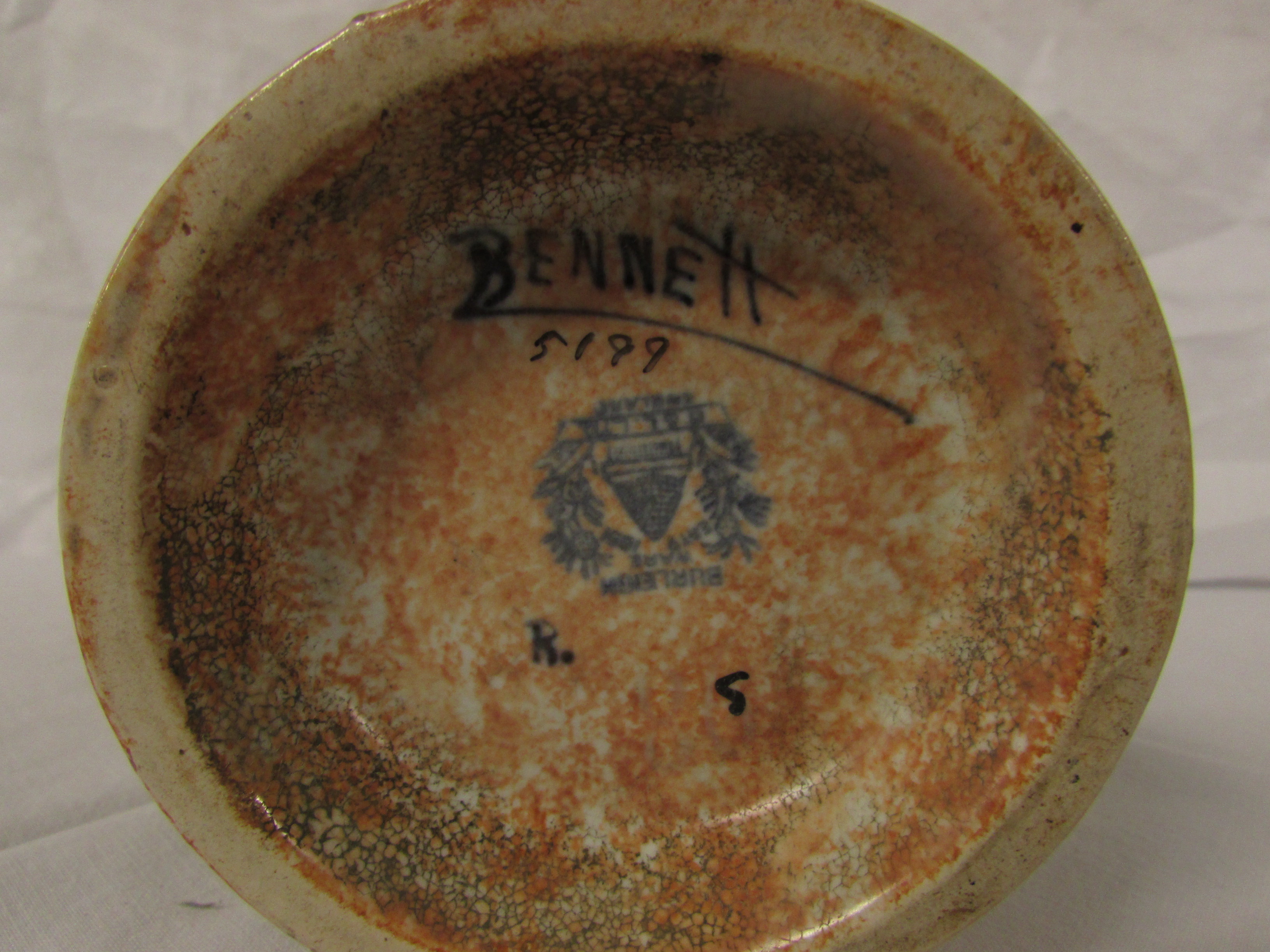 A Burleigh vase signed Bennett, yellow painted with green stylized leaves, of flared form with - Image 5 of 5