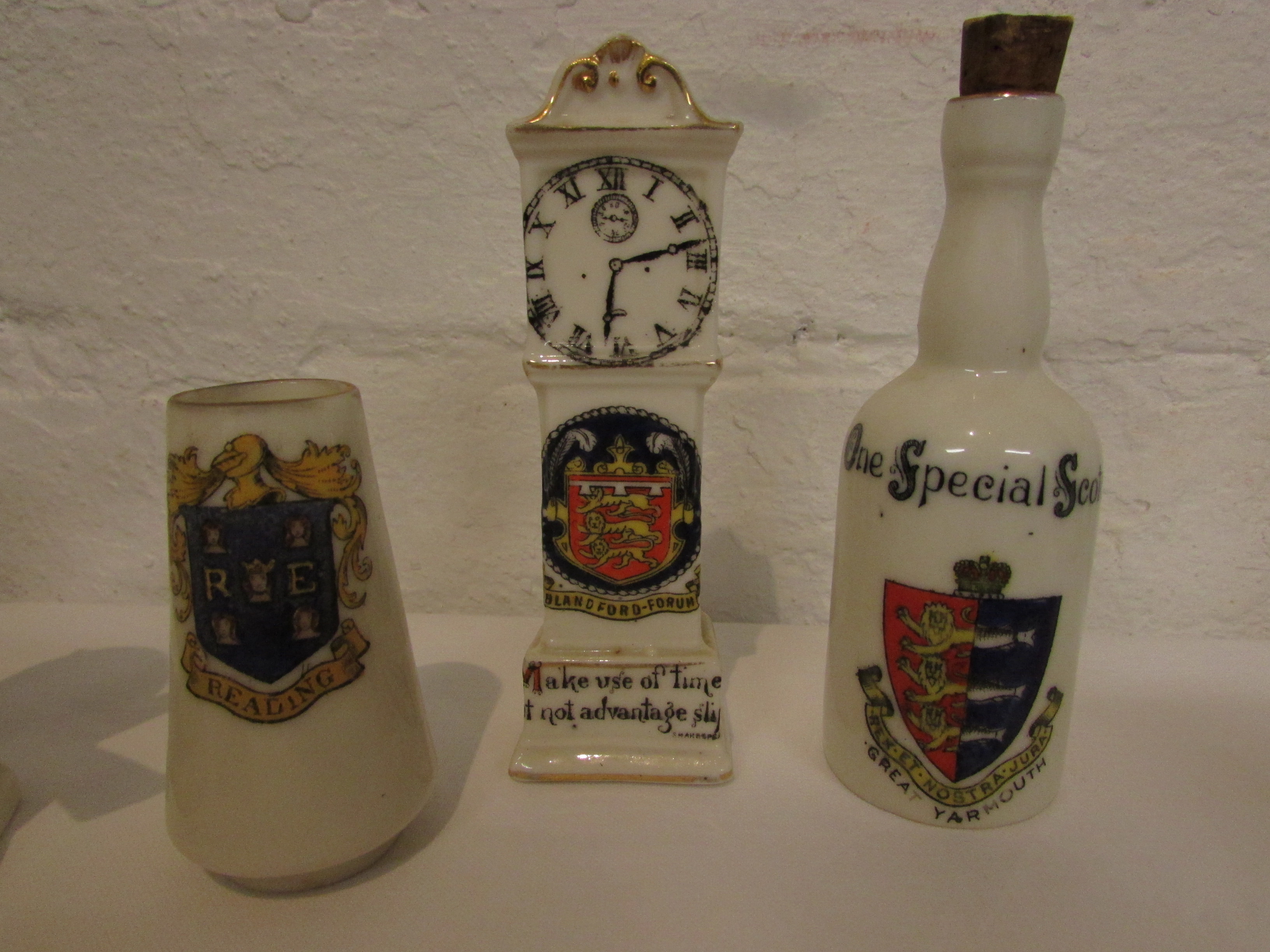 Twenty-five items of crested china depicting various objects, windmill, clock, anvil etc - Goss, - Image 2 of 2
