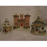 19th century Staffordshire pottery turreted castle pastille burner (height 15.5cm), a