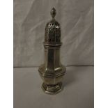 A late Victorian silver sugar caster of octagonal baluster form, marks for Sheffield, 1896,