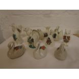 Ten crested china figures of birds - Carlton, Arcadia, Grafton etc (height of tallest 9.5cm)