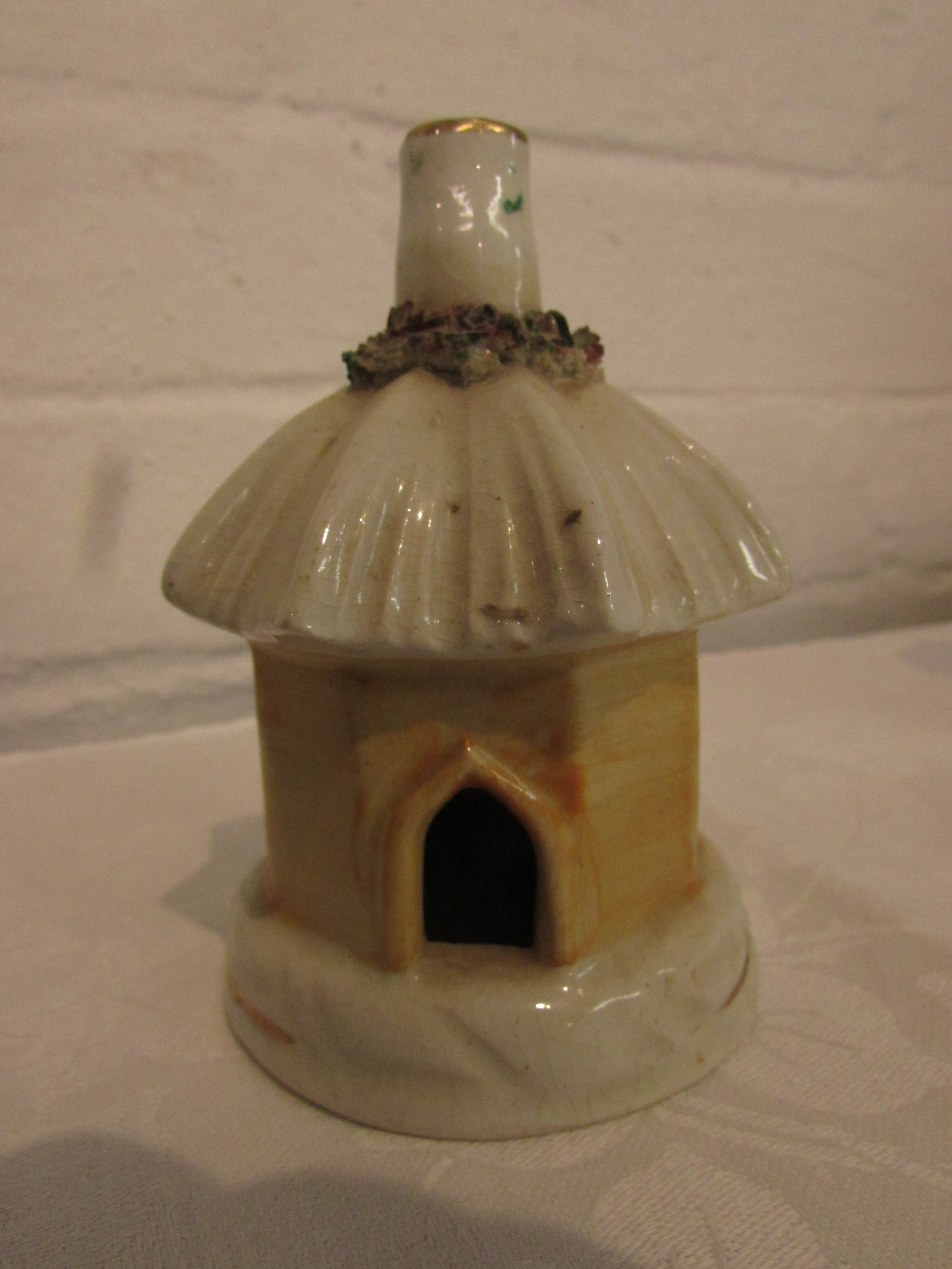 19th century Staffordshire pottery turreted castle pastille burner (height 15.5cm), a - Image 7 of 7