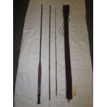 Milwards 9' three-piece fly rod, 281cm, with canvas bag