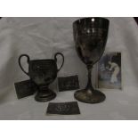 Boxing interest - an electroplated trophy cup engraved 'WON BY C. NIEL ALL ALLIES BOXING
