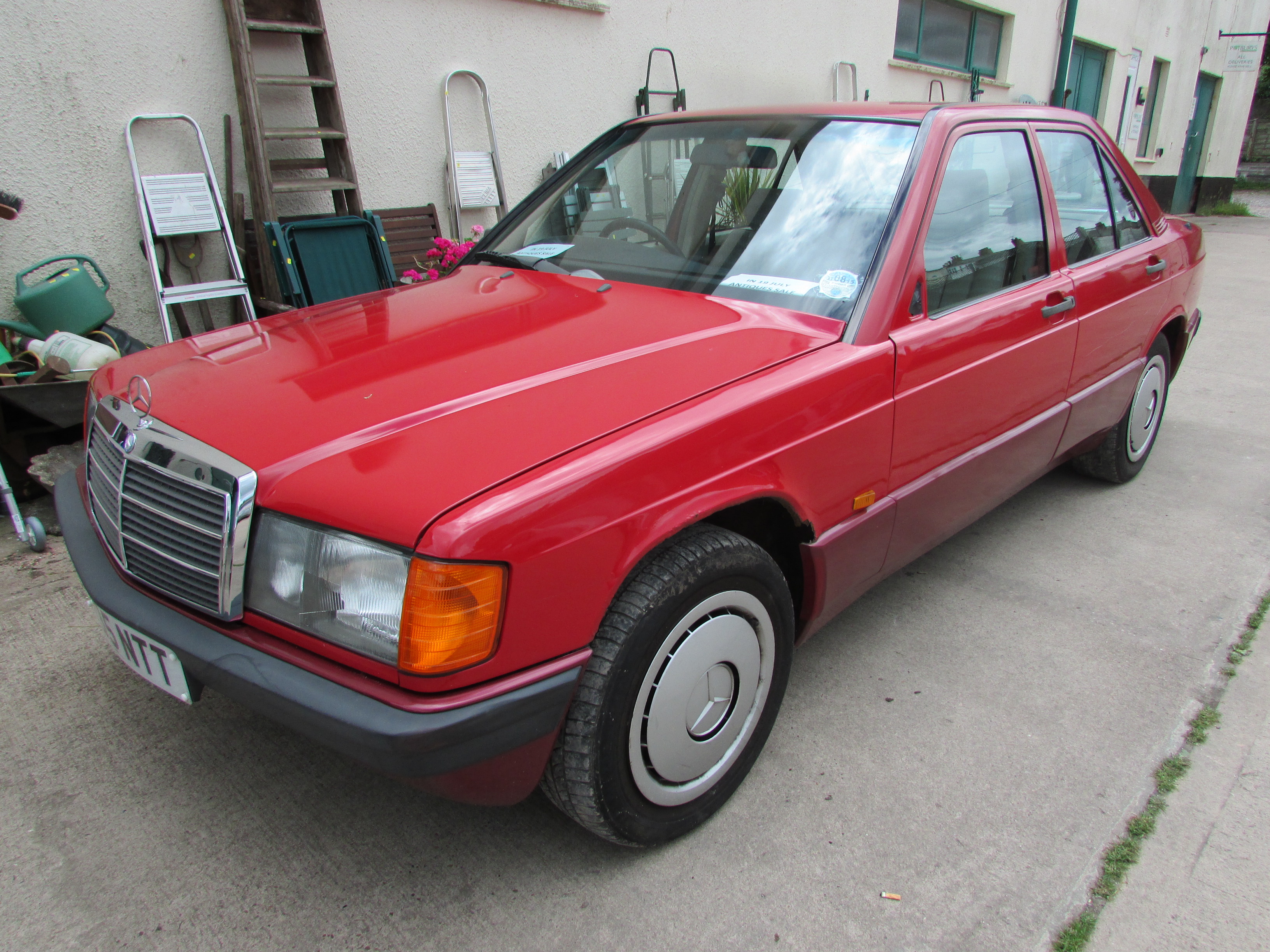 Red Mercedes 190E automatic four-door saloon, 1997 cc petrol engine, F735 NTT registered 06/09/89, - Image 3 of 12