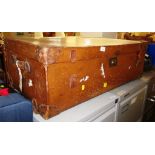 LEATHER EFFECT VINTAGE TRAVEL TRUNK (A/F)