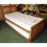 MID WOOD SINGLE BED FRAME WITH GUEST BED AND IMPERIAL SLEEP SPACESAVER MATTRESSES