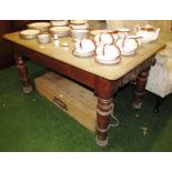 RECTANGULAR OAK REFECTORY TABLE WITH SINGLE DRAWER TO BOTH ENDS