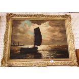 OIL ON CANVAS OF SAILING BOAT SIGNED LOWER RIGHT