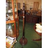 ORNATELY CARVED MAHOGANY STANDARD LAMP ON TURNED BASE (NEEDS REWIRE)