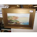 FRAMED AND MOUNTED WATERCOLOUR SIDMOUTH FROM PEAK HILL SIGNED SHAPLAND