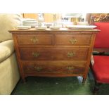 LIGHT OAK CHEST OF TWO SHORT OVER TWO LONG DRAWERS WITH BRASS HANDLES