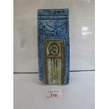 SMALL TROIKA POTTERY VASE OF TAPERING RECTANGULAR SECTION, GLAZED IN BLUES AND BROWNS, MARKED TROIKA