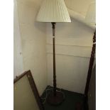 ART DECO STYLE MAHOGANY STANDARD LAMP WITH SHADE (NEEDS PLUG)