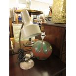 SOUTH DEVON POTTERY TABLE LAMP AND VINTAGE TABLE LAMP (ONE NEEDS REWIRE, ONE NEEDS PLUG)